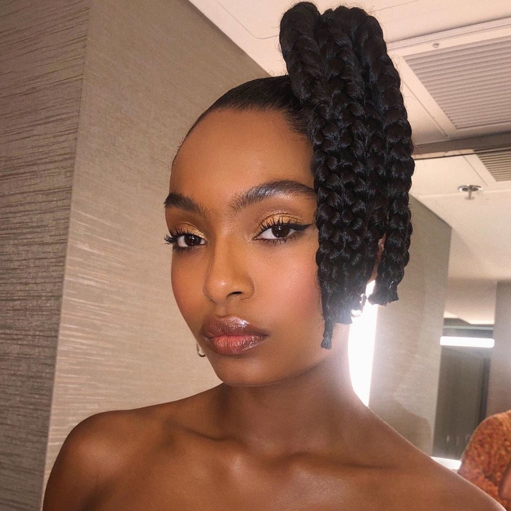 yara shahidi braided side ponytail golden globes 2020